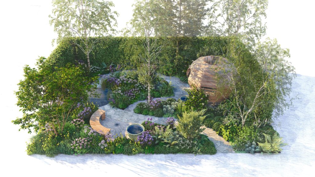 A visual of the garden that Down's Syndrome Scotland will be building at the Chelsea Flower Show 2025.