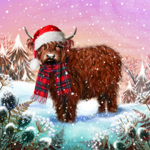 Tartan Cow Christmas card